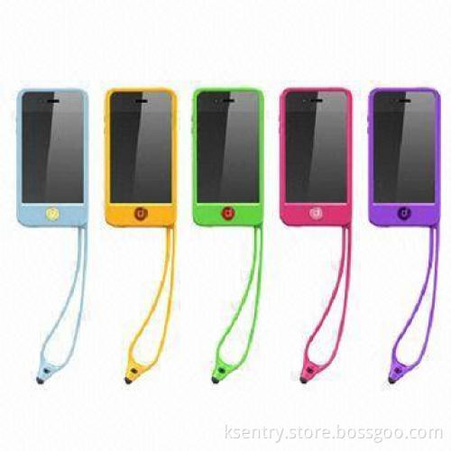 Promotions Gift Silicone Cases with Hand-strap and Touch Pen/Silicone Cases for Apple iPhone 4/4S